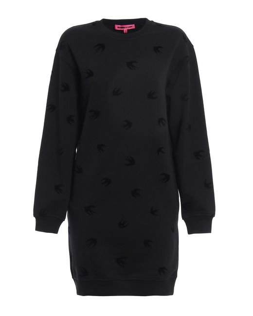 McQ Alexander McQueen Blue Velvet Swallow Sweatshirt Dress