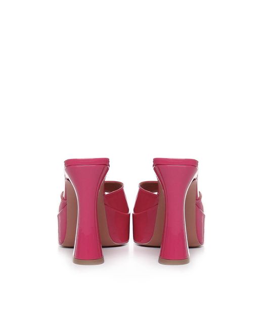 Giuliano Galiano Pink Charlie Mules In Patent Leather