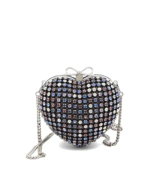 Self-Portrait White Crystal Embellished Clutch