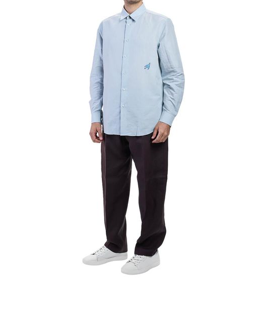 Paul Smith Blue Swallow Embroidery Shirt for men