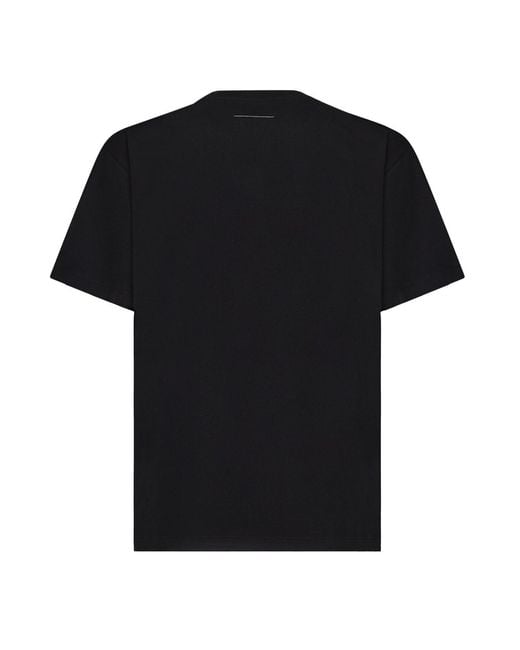 MM6 by Maison Margiela Black Numeric Jersey T-Shirt With Logo for men