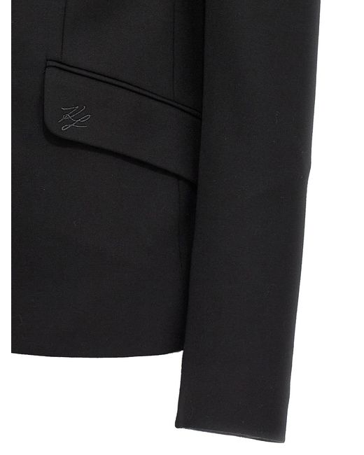 Karl Lagerfeld Black 'Punto' Single Breast Blazer