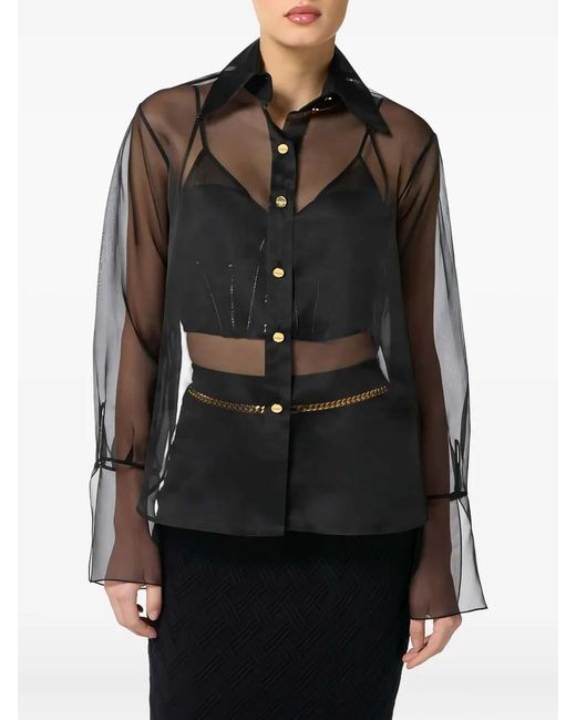 Elisabetta Franchi Gray Button Blouse