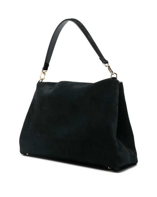 Totême Black T-Lock Suede Satchel Bag