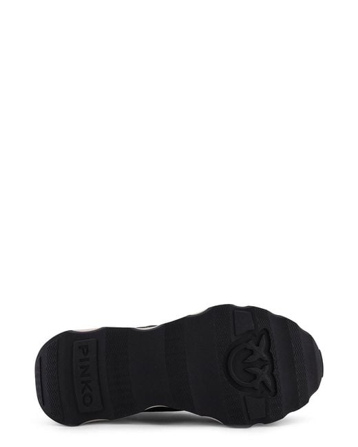 Pinko Black Leather Low-Top Sneakers