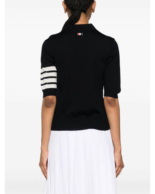 Thom Browne Black 4Bar Wool Polo Shirt