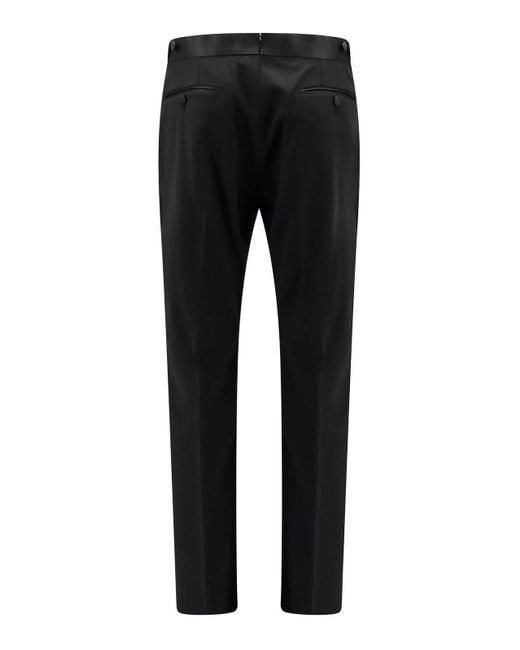 Tom Ford Black Virgin Wool Trouser With Satin Profiles for men