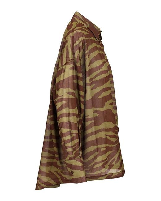 The Attico Brown Zebra Print Shirt