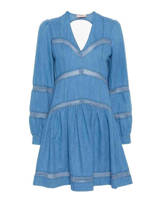 Twin Set Blue Denim Midi Dress