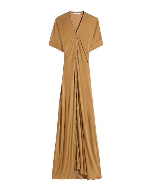 Lemaire Metallic V-Neck Zipped Dress