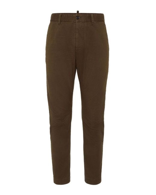 DSquared² Brown Cotton Blend Elastic Trousers for men