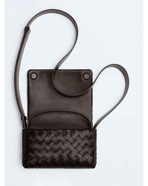 Bottega Veneta Black Intrecciato Mini Bag With Flap for men