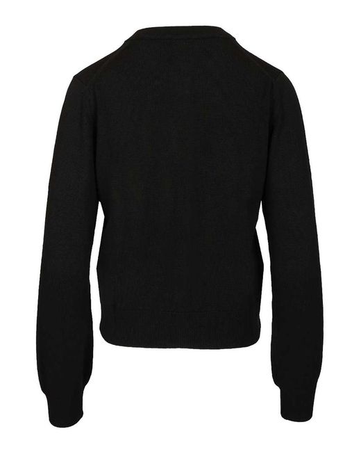 Maison Kitsuné Black Merino Wool Cardigan