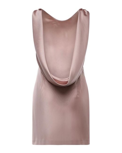 ANDAMANE Purple Carmen Satin Mini Dress
