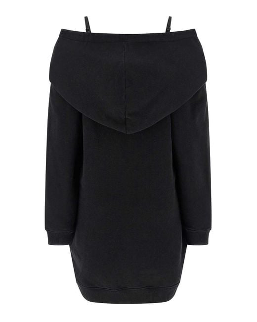 MM6 by Maison Margiela Black Off-Shoulder Hooded Dress