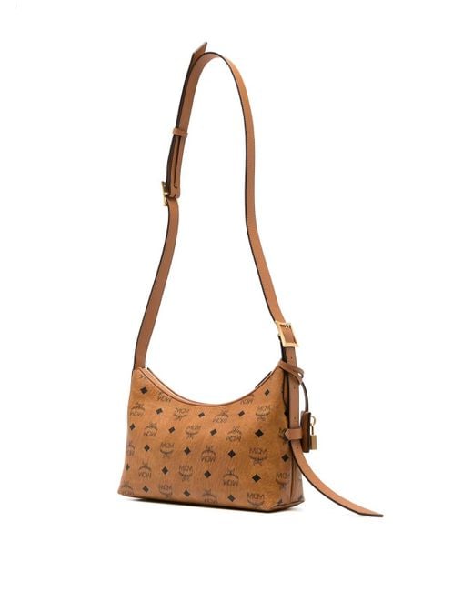 MCM White Small Aren Hobo Bag