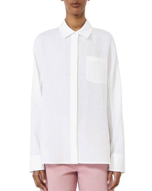 Max Mara White Linen Canvas Shirt