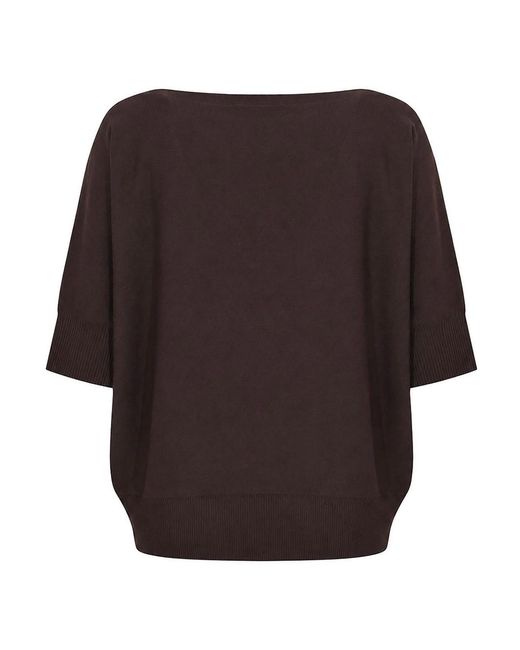 D. EXTERIOR Brown Viscose Boat-Neck Sweater