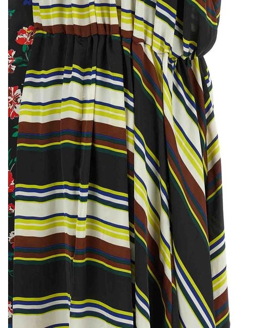 Sacai Green Pattern Mix Dress