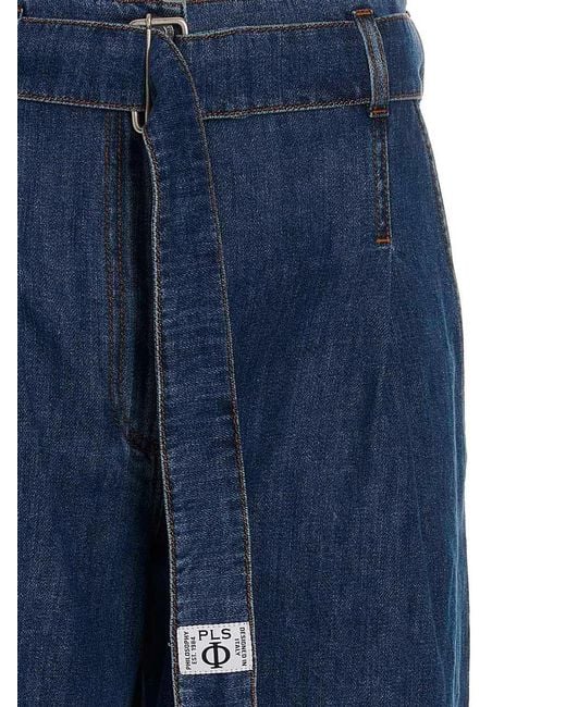 Philosophy Di Lorenzo Serafini Blue Denim Jeans With Removable Waist Belt
