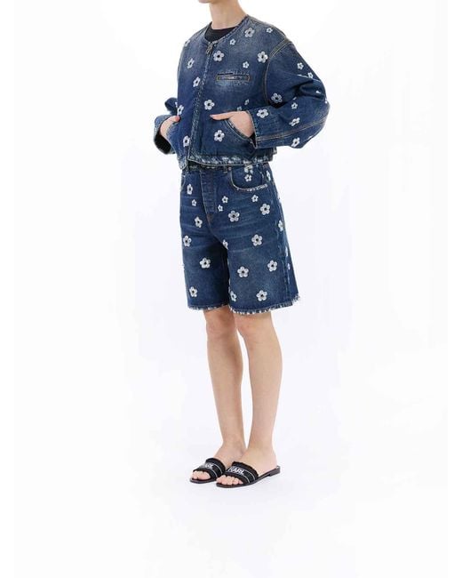 Marc Jacobs Blue Sequin Daisy Cropped Jacket