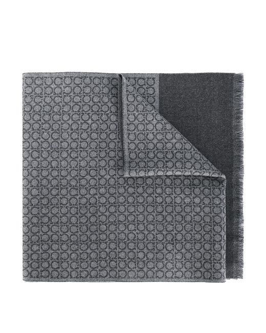 Ferragamo Gray Gancini Wool Scarf for men