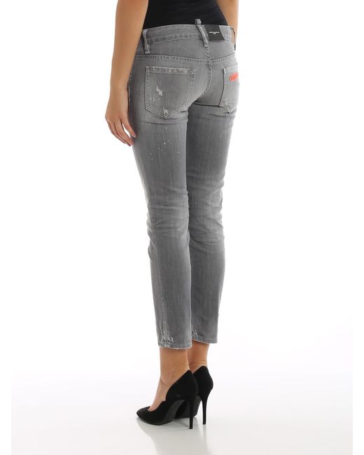 DSquared² Gray Jennifer Cropped Jeans