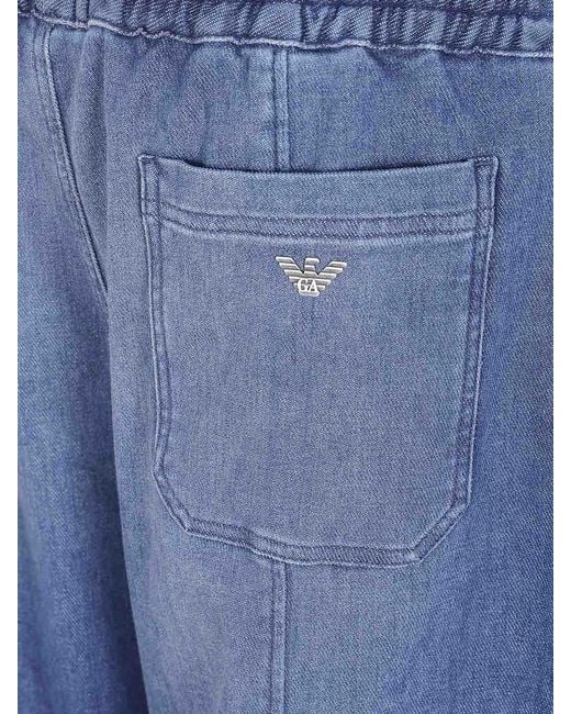 Emporio Armani Blue Wide Leg Jeans for men