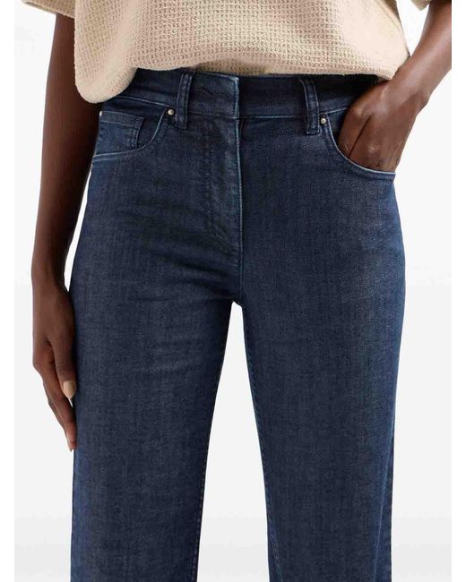Giorgio Armani Blue 5-Pocket Stretch Denim Flared Trousers