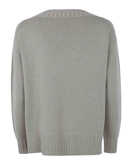Drumohr Gray Long Sleeves Crew Neck Oversized Sweater