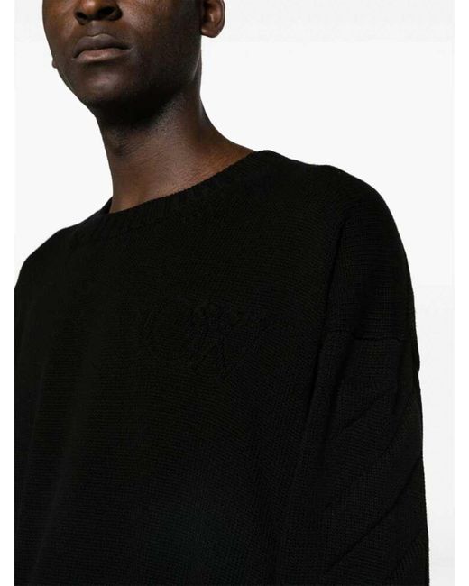 Off-White c/o Virgil Abloh Black Ribbed Logo Sweater for men
