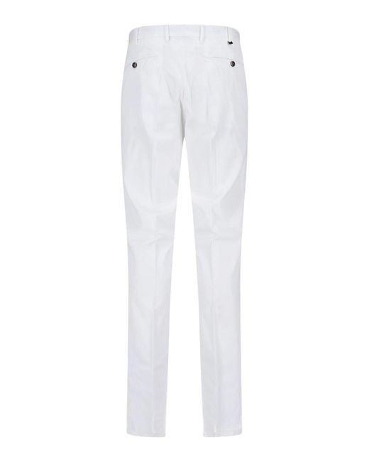 PT Torino White Straight Trousers for men