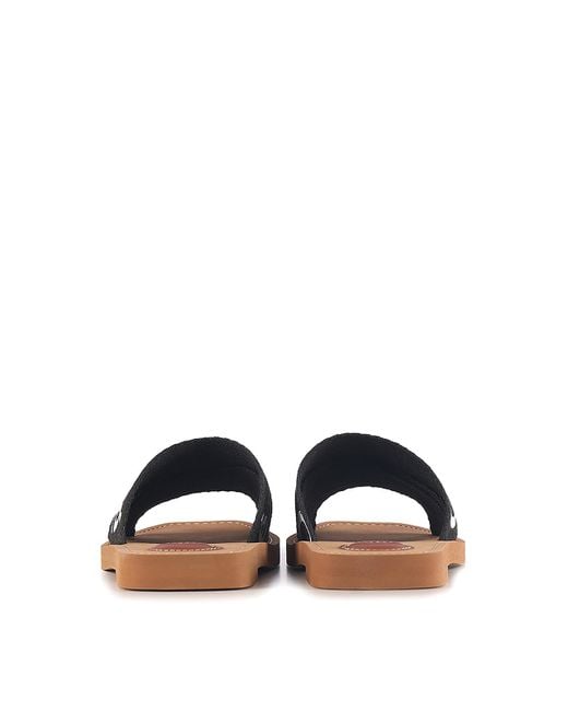 Chloé Brown Woody Flat Linen Sandals