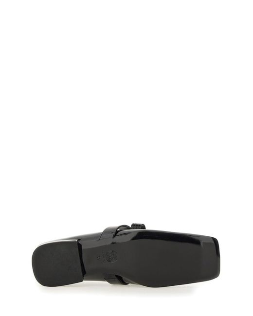 Versace Black Patent Leather Ballerina Gianni Ribbon