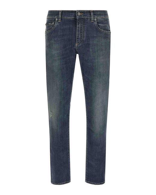 Dolce & Gabbana Blue Used Effect Jeans for men