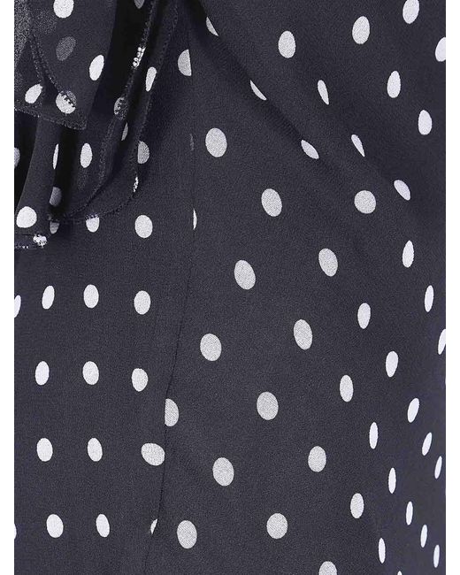 Self-Portrait Blue Polka Dot Georgette Maxi Dress