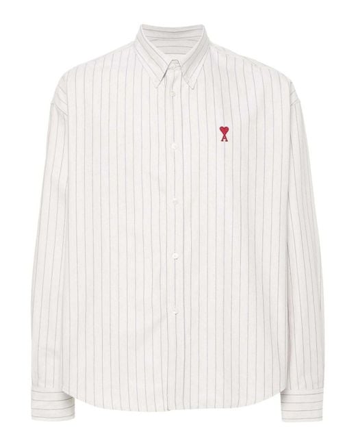 AMI White De Coeur Striped Shirt for men