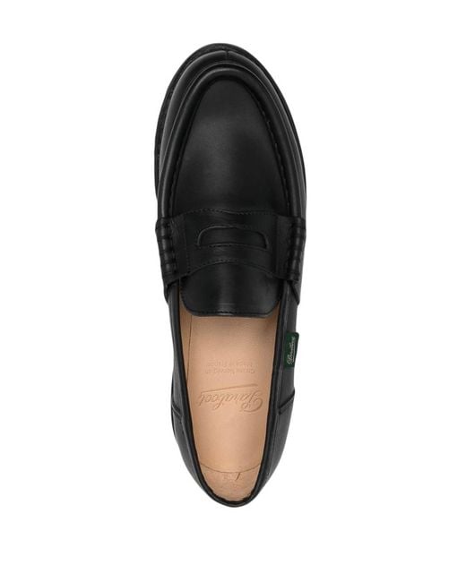 Paraboot Black Orsay Leather Loafers