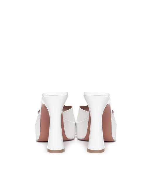 Giuliano Galiano White Charlie Mules In Patent Leather