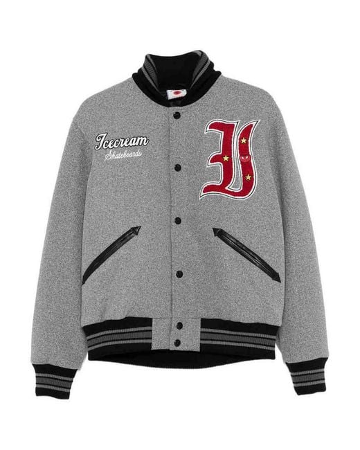 ICECREAM Gray Cotton Bomber Jacket for men