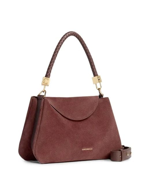 Coccinelle Purple Handbag Suede Leath/Grained Le Berry/Berry