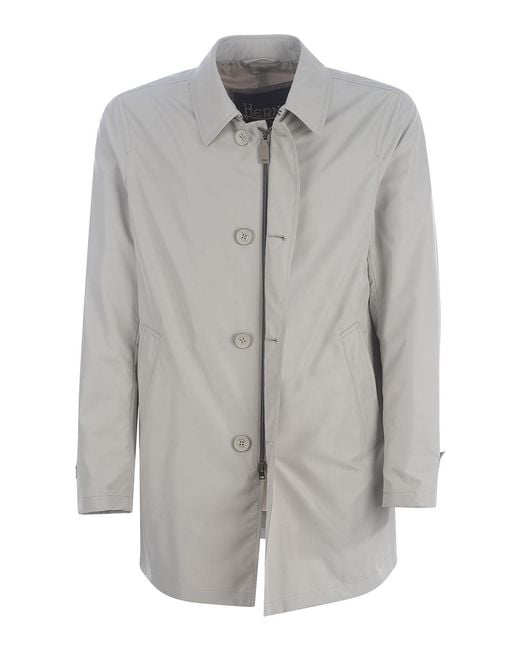 Herno Gray Raincoat for men