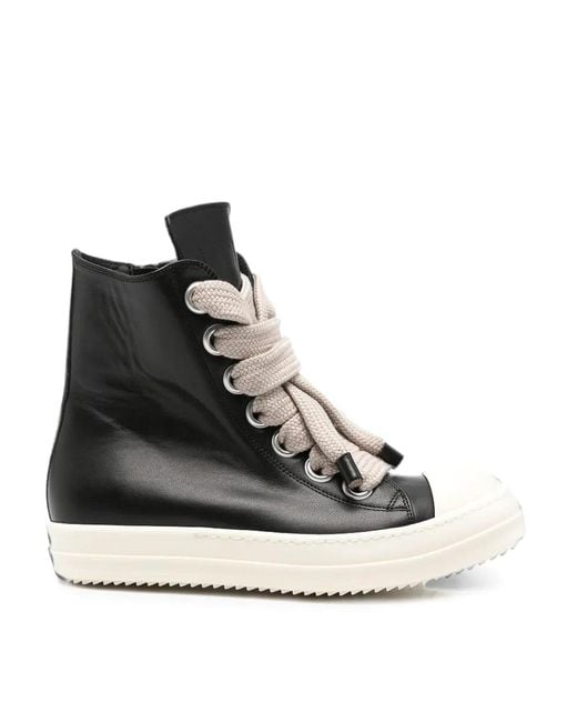 Rick Owens Black Jumbolace Leather Sneakers for men