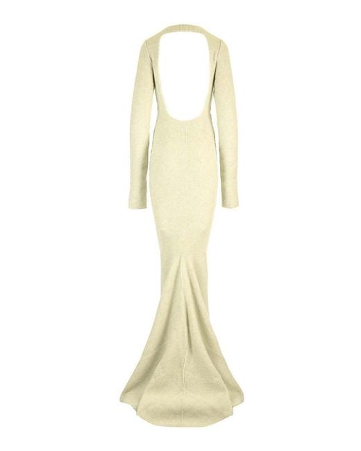 Rick Owens Yellow Ribbed Knit Mermaid Dress