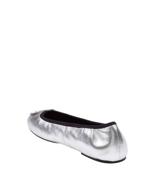 Tory Burch White Reva Travel Ballerina