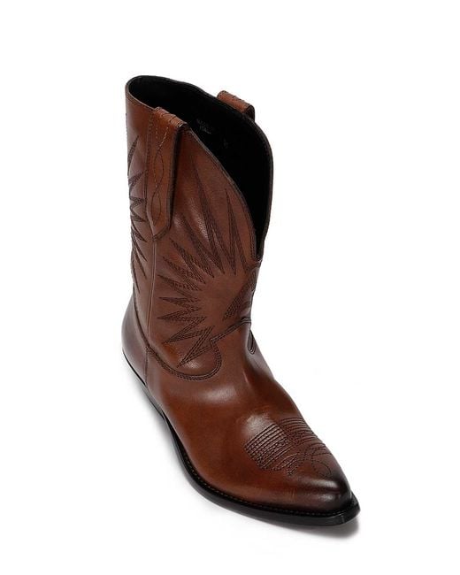 Golden Goose Deluxe Brand Brown Wish Star Low Boots With Embroideries Leather Upper