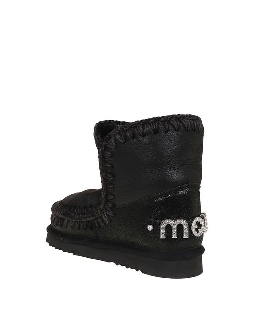 Mou Black Eskimo 18 Rhinestone Logo Booties