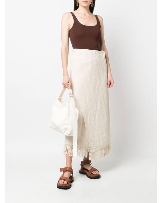Jil Sander White Cotton Blend Midi Skirt