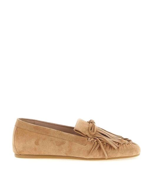 Stuart Weitzman Brown Britt Fringe Loafers