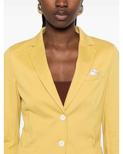 Circolo 1901 Yellow Stretch Cotton Single-Breasted Blazer
